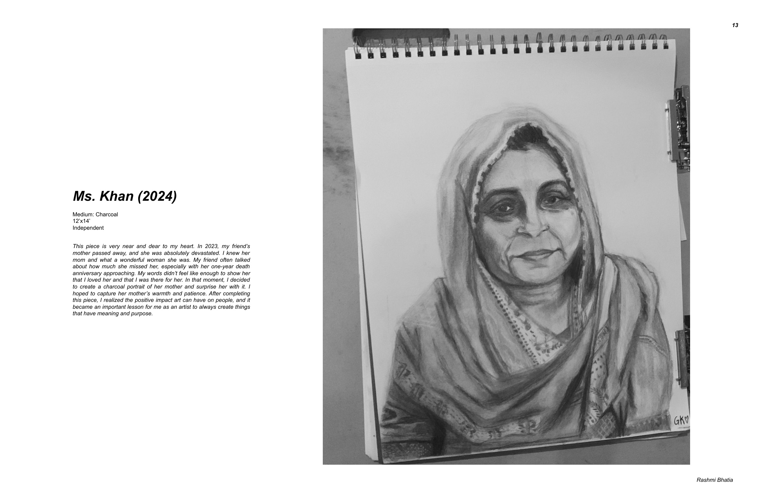 Ms. Khan - Charcoal Portrait